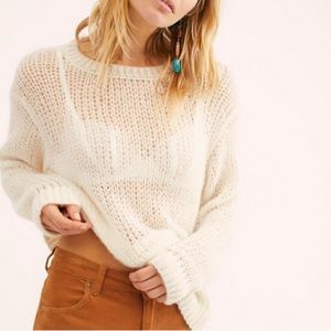 Free People Cream Light & Lofty Loose Knit Sweater